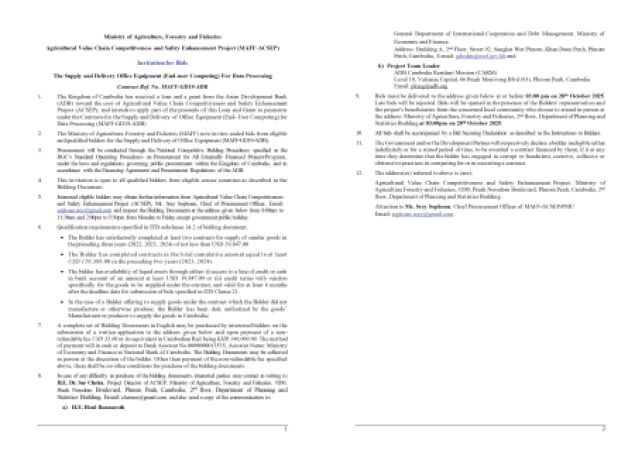 Invitation for Bids The Supply and Delivery Office Equipment (End-user Computing) For Data Processing